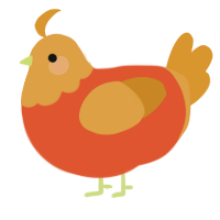 A vermilion and orange chicken with a head pattern