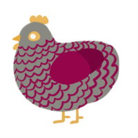A ash and maroon chicken with a lace pattern