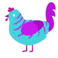 A aqua and amethyst chicken with a half-bar pattern