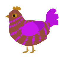 A russet and amethyst chicken with a bar pattern