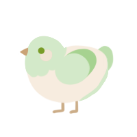 A cream and gluppy chicken with a head pattern