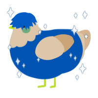 Booberry, a ultramarine and beige chicken with a head pattern