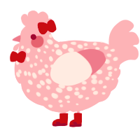 A rose chicken with a speckle pattern