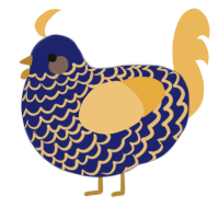 A navy and honey chicken with a lace pattern