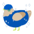 Booberry, a ultramarine and beige chicken with a head pattern