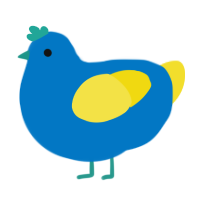 A sapphire and yellow chicken