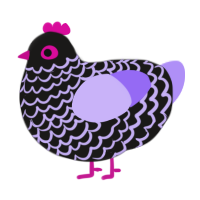 A sable and lilac chicken with a lace pattern