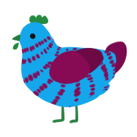 A sky and wine chicken with a bar pattern