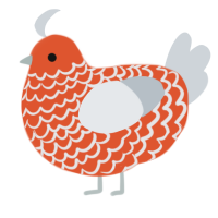 A vermilion and mist chicken with a lace pattern