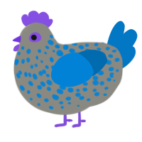 A ash and sapphire chicken with a speckle pattern