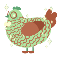 A mint and red chicken with a lace pattern