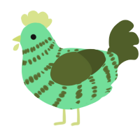 A spring and olive chicken with a bar pattern