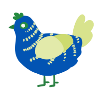 A ultramarine and lemon chicken with a half-bar pattern