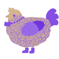 A beige and blurple chicken with a double-lace pattern