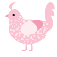 A rose chicken with a speckle pattern