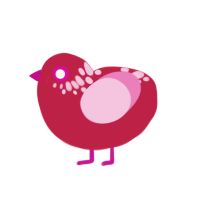 bloody valentine, a crimson and pink chicken with a neck-speckle pattern