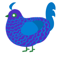 A indigo and sapphire chicken with a lace pattern