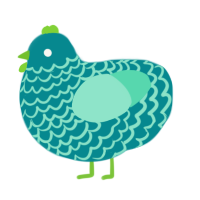 A teal and mint chicken with a lace pattern