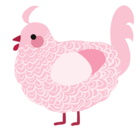 A rose chicken with a double-lace pattern