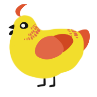 A yellow and vermilion chicken with a neck-band pattern