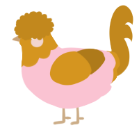 A rose and ochre chicken with a head pattern