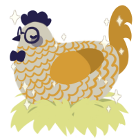 A silver and ochre chicken with a lace pattern