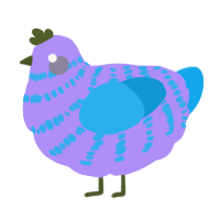 A lilac and sky chicken with a bar pattern