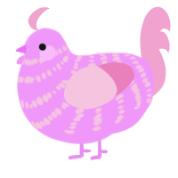 A lavender and pink chicken with a bar pattern