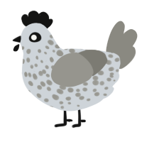 A mist and ash chicken with a speckle pattern
