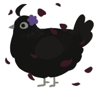 A black and sable chicken with a neck-speckle pattern