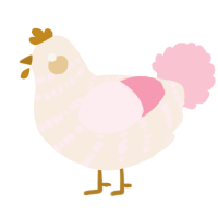 A cream and rose chicken with a bar pattern