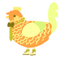 A vermilion and spring chicken with a lace pattern
