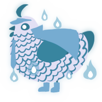 A lilac and sea chicken with a lace pattern
