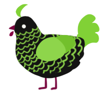 A black and grass chicken with a lace pattern