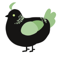 A sable and gluppy chicken with a neck-band pattern
