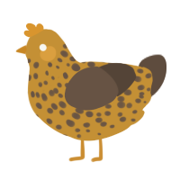 A gold and bark chicken with a speckle pattern