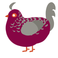 A maroon and ash chicken with a half-lace pattern