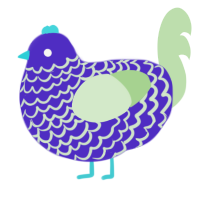 A indigo and gluppy chicken with a lace pattern