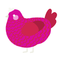 A fuchsia and crimson chicken with a lace pattern