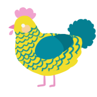 A yellow and sea chicken with a lace pattern