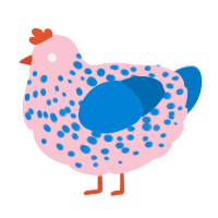A rose and sapphire chicken with a speckle pattern