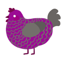 A plum and grey chicken with a lace pattern