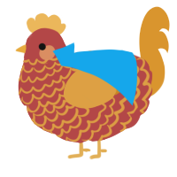 A red and orange chicken with a lace pattern