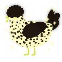 A cream and sable chicken with a speckle pattern