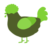 A olive and grass chicken