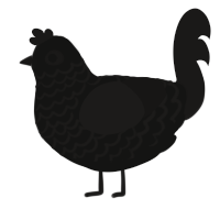 A black and sable chicken with a lace pattern