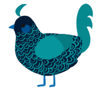 A tumblr and teal chicken with a double-lace pattern