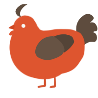 A vermilion and bark chicken