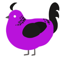 A amethyst and sable chicken with a neck-band pattern