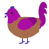 A brown and plum chicken with a head pattern